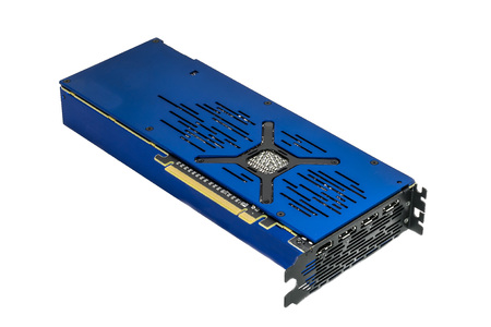 Graphics card for mining cryptocurrency on insulated white background.の写真素材