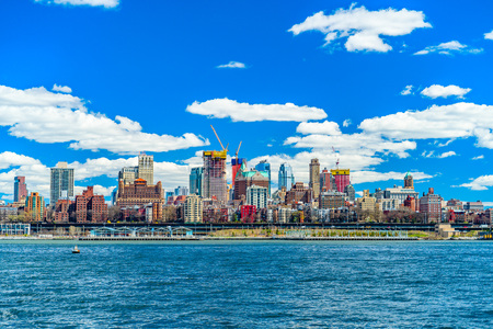 View of Brooklyn from the East River Bikeway in Manhattan, New York.の写真素材