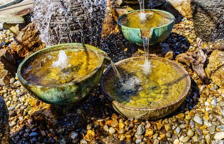 Stone water fountain, Garden Water Bowls decoration feng shui.の写真素材