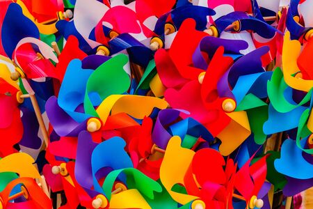 Color rainbow of PVC colored curved plastic.の写真素材