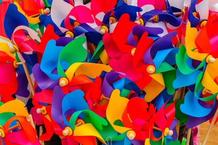 Color rainbow of PVC colored curved plastic.の写真素材