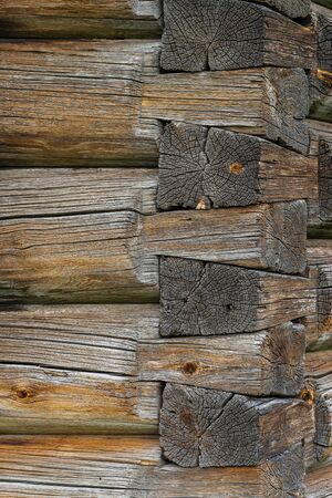 Log wall hut corner junction old russian styleの写真素材