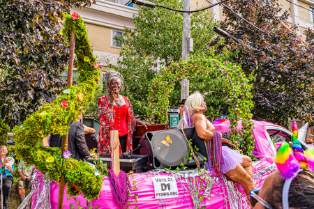 Provincetown, Massachusetts US - August 22, 2019 People walking in the Annual Provincetown Carnival...