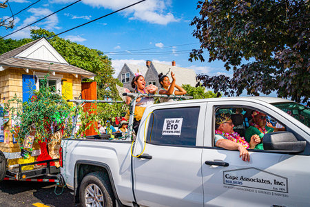 Provincetown, Massachusetts US - August 22, 2019 People walking in the Annual Provincetown Carnival...