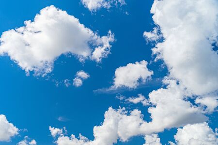White cloud on blue sky in Florida, background, weatherの写真素材