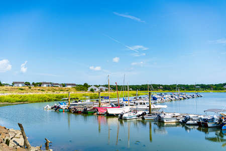 Wellfleet Cape Cod, MA 22 August 2019 Boats and ships, Wellfleet Harbor Area Cape Cod, MA USのeditorial素材