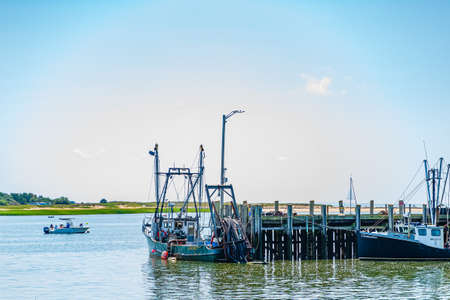 Wellfleet Cape Cod, MA 22 August 2019 Boats and ships, Wellfleet Harbor Area Cape Cod, MA USのeditorial素材