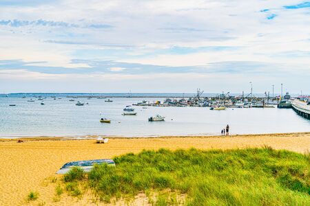 Ships and boats in the Provincetown Marina Cape Cod Provincetown MA USの写真素材