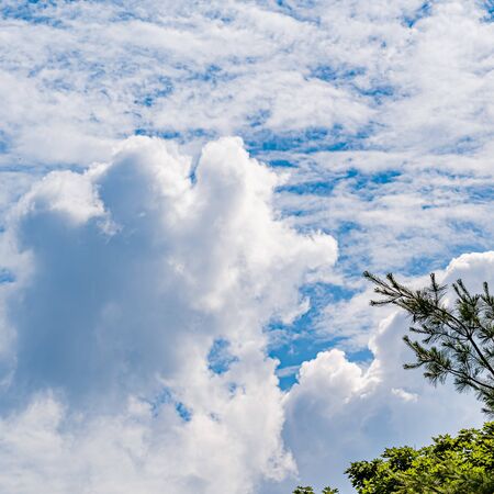 White cloud on blue sky background weatherの写真素材
