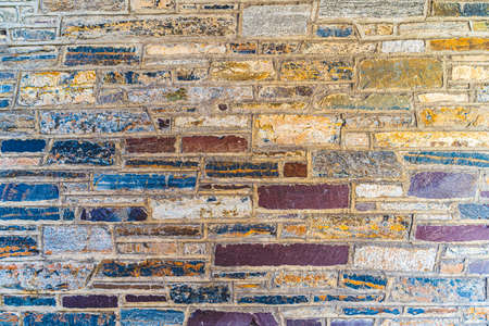 Multi Color Treated Brick Stone Surface Background, New Jersey, USA.の写真素材