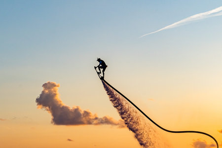 Flyboard Extreme, Man Flyboarding at Sunset, Key West South Florida