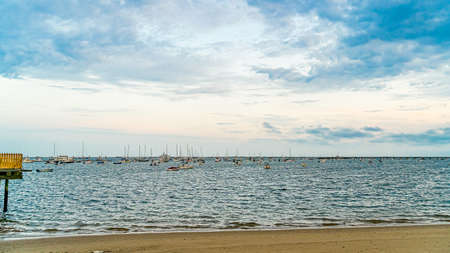 Ships and boats in the Provincetown Marina Cape Cod Provincetown MA USの写真素材