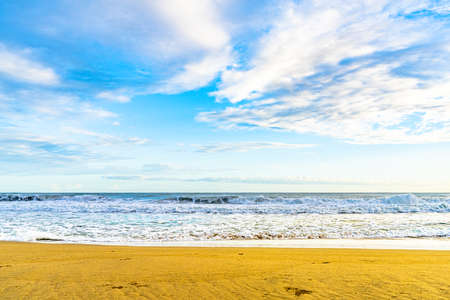 Sunrise at Playa Cocles, beautiful tropical Caribbean beach, Puerto Viejo, Costa Rica east coastの写真素材