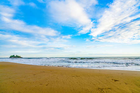 Sunrise at Playa Cocles, beautiful tropical Caribbean beach, Puerto Viejo, Costa Rica east coast and island Coclesの写真素材