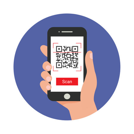 Scanning a QR code. Barcode reader on your phone. vector illustration.のイラスト素材