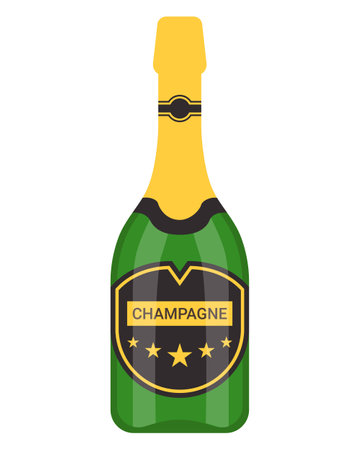 Bottle of sparkling champagne. vector illustration.のイラスト素材