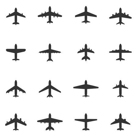 Set of aircraft silhouettes. vector illustration.のイラスト素材