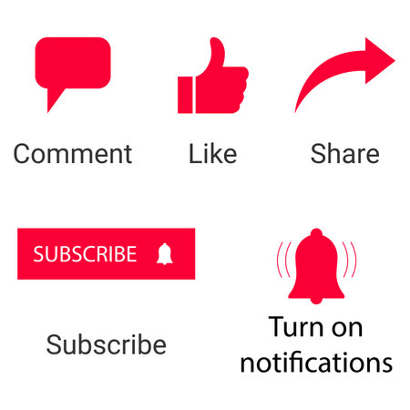 Icon set for channel and social networks. Like, comment, share and subscribe. Vector.のイラスト素材