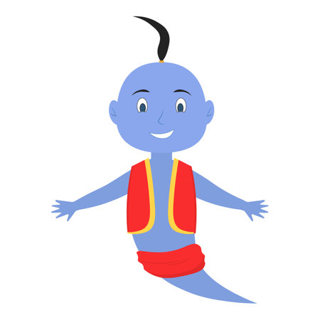 Blue Genie cartoon. Vector illustrationのイラスト素材
