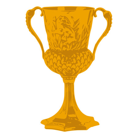 golden cup with a badger on a white backgroundのイラスト素材