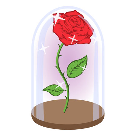 Rose in a flask of glass. Vector illusrationのイラスト素材