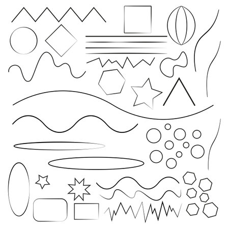 Geometric doodles design elements. Vectjr illustrationのイラスト素材