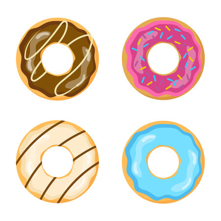 Set of bright donuts. Vector illustration.のイラスト素材