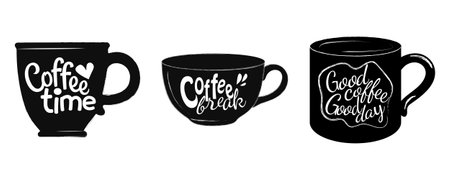 Set of coffee quotes graphics emblemのイラスト素材