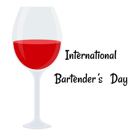 Bartenders Day. Red wine on international bartender Dayのイラスト素材