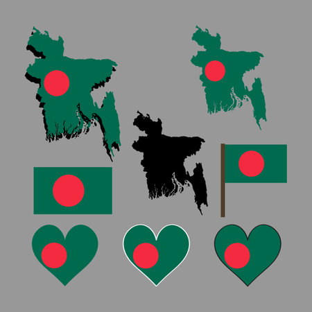 Bangladesh. Map and flag of Bangladesh. Vector illustration.のイラスト素材