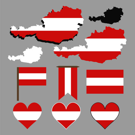 Austria. Map and flag of Austria. Vector illustration.のイラスト素材