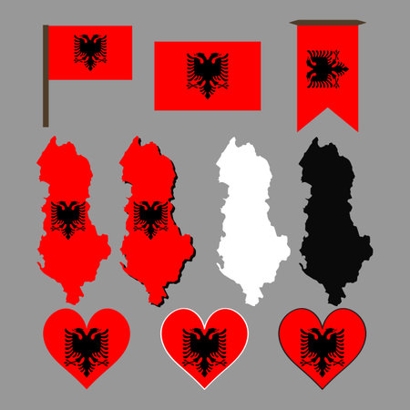 Albania. Map and flag of Albania. Vector illustration.のイラスト素材