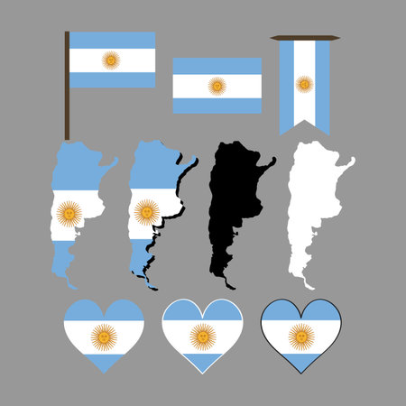 Argentina. Argentina map and flag. Vector illustration.のイラスト素材
