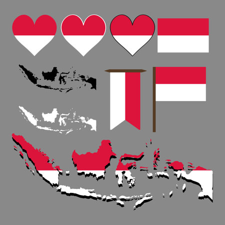 Indonesia. Map and flag of Indonesia. Vector illustration.のイラスト素材