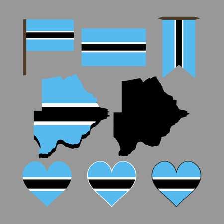 Botswana. Botswana map and flag. Vector illustration.のイラスト素材