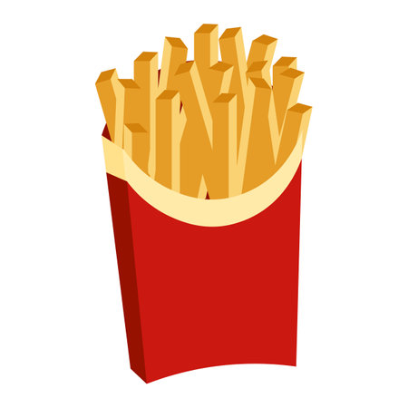 French fries in a package. Fast food. Vector illustration.のイラスト素材