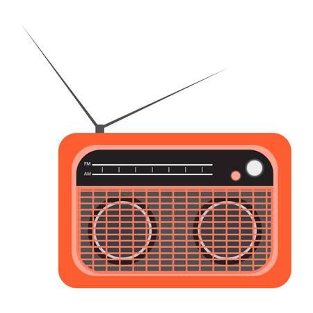Red retro radio. vintage. vector illustrationのイラスト素材