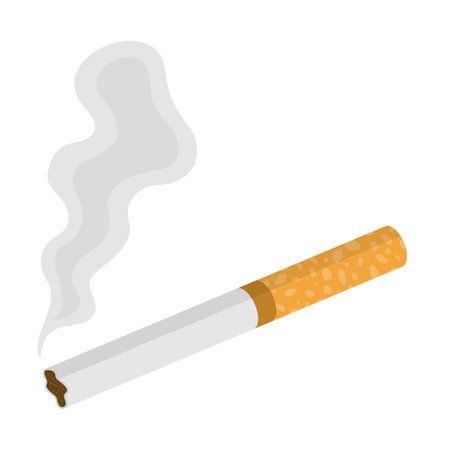 Burning cigarette with smoke. Vector illustration.のイラスト素材