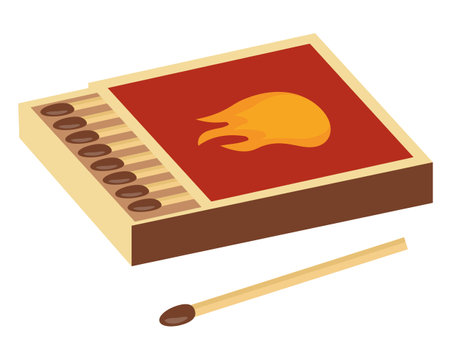 An open pack of matches. Vector illustration.のイラスト素材