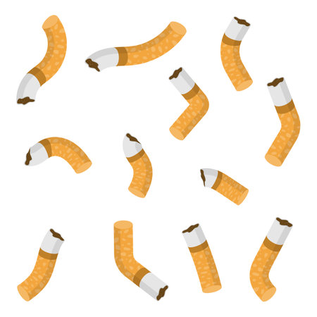 A set of cigarette butts. Cigarette butt. Vector illustration.のイラスト素材
