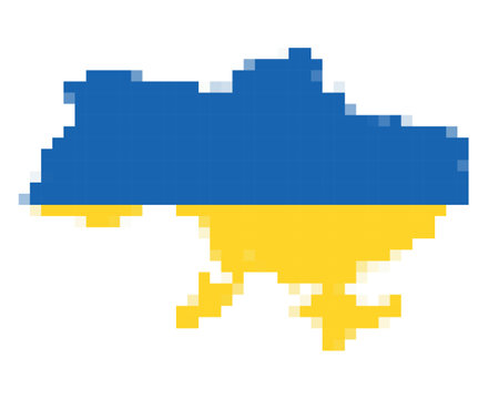 Pixel. Ukraine map. Vector illustrationのイラスト素材