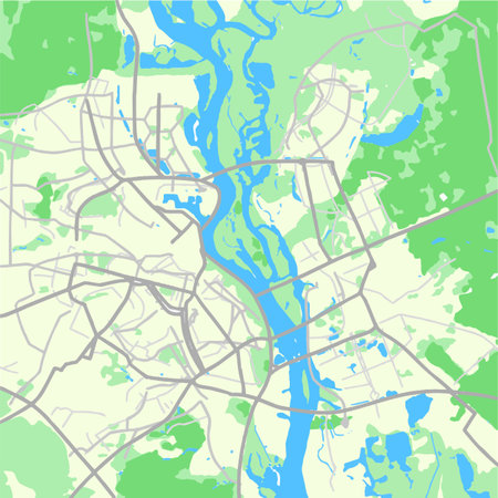 Urban city map of Kyiv, Ukraine. Vectorのイラスト素材
