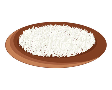 Rice on a plate. Vector illustration.のイラスト素材