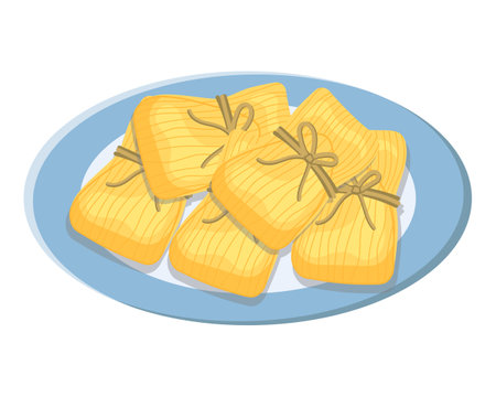 Tamales are a popular Mexican food. Vector illustration.のイラスト素材