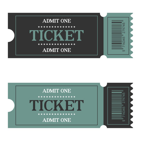 Green color ticket template. Vector illustration.のイラスト素材
