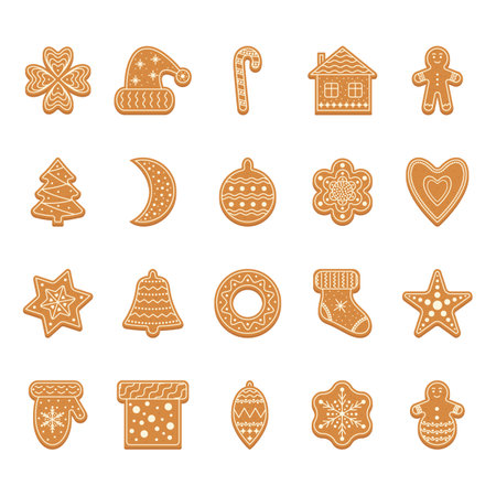 Christmas gingerbread set. Vector illustration.のイラスト素材