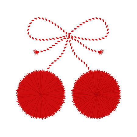 Red and white marcisor. The symbol of the meeting of spring on March 1. Vector illustration.のイラスト素材