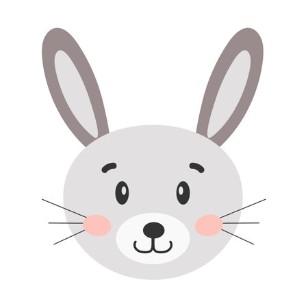 Cartoon bunny. Head of a bunny. Cute illustration of a bunny face. Vector illustration.のイラスト素材
