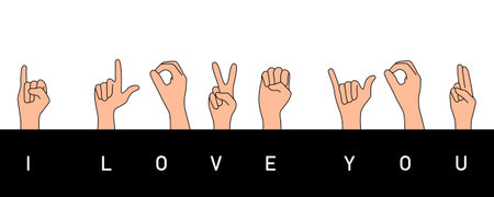 I love you. Dactylic alphabet, asl alphabet. Vector illustrationのイラスト素材