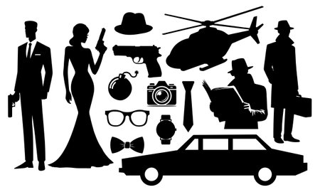 Agent or spy silhouette setのイラスト素材